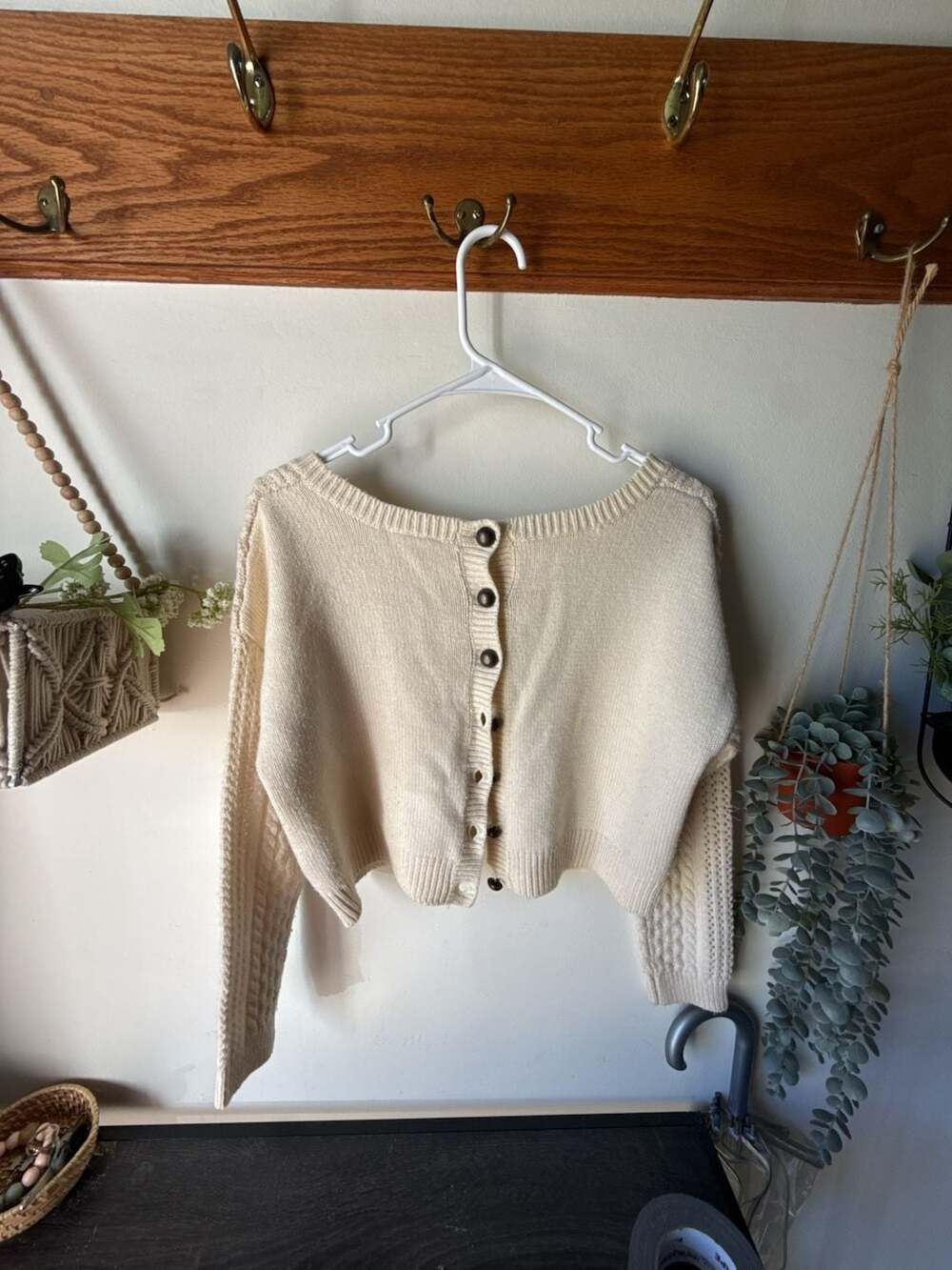 Cute Fall 🍁 cream Cable Knit Cardigan Cream